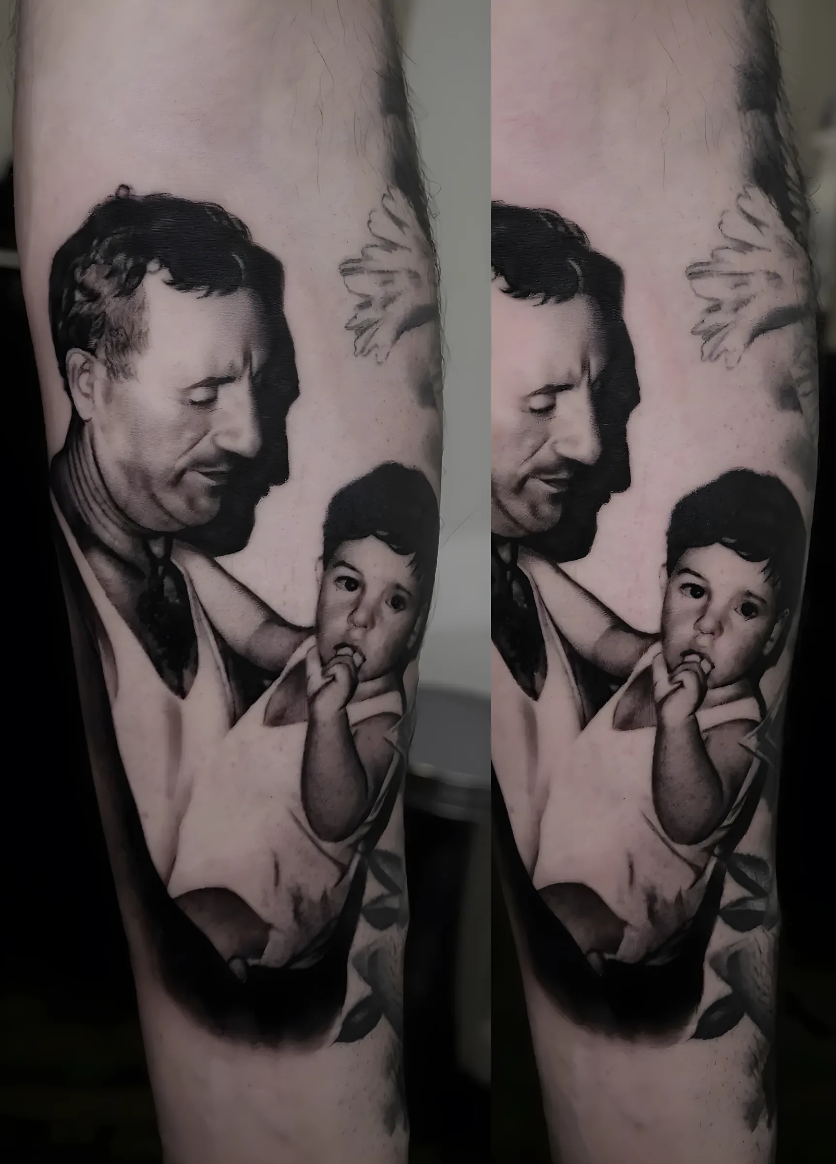 Father and son portrait realism tattoo
