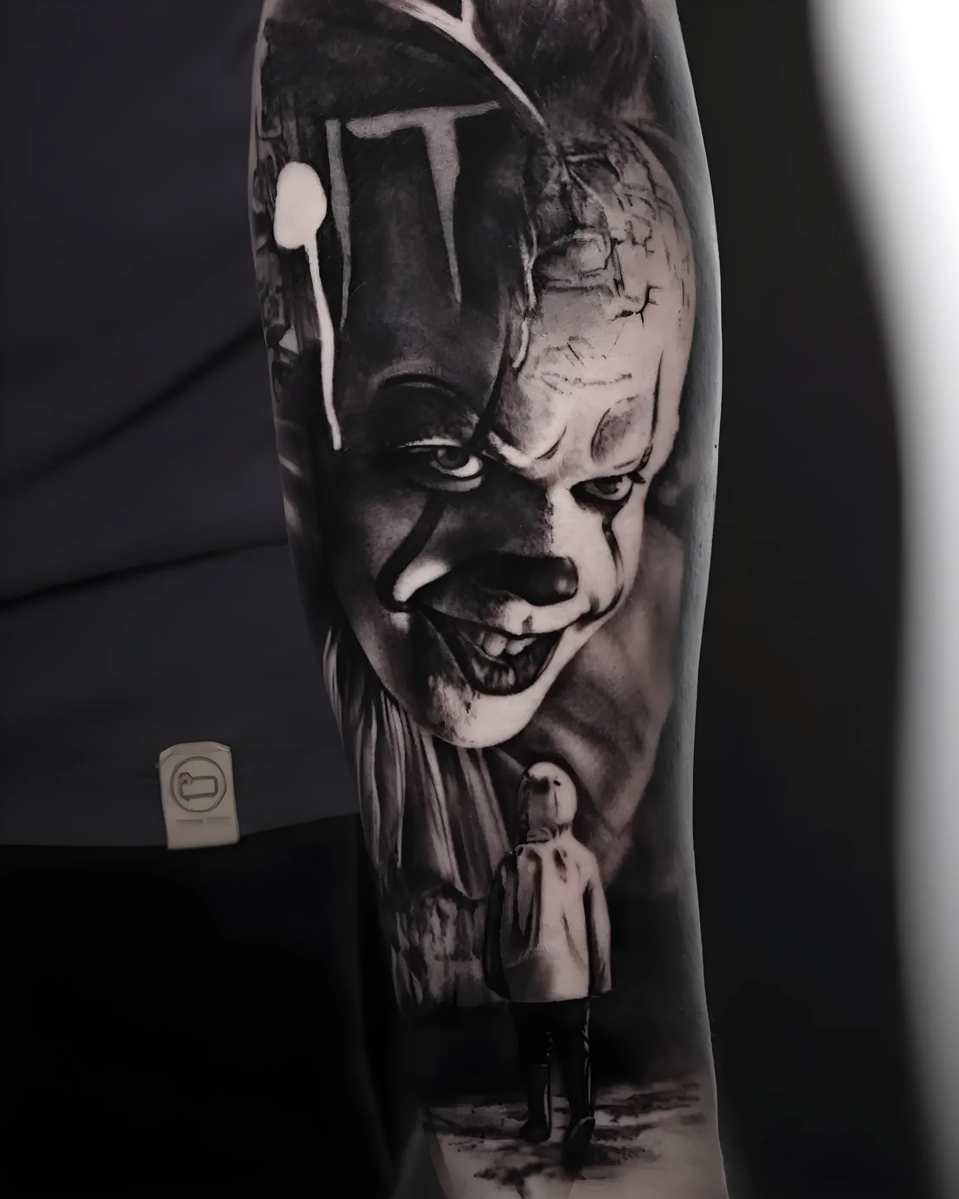 Horror portrait realism arm tattoo